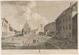 Guerre de la Conquête. Vue de la Trésorerie et du Collège des Jésuites. Eau-forte de Charles Grignion d'après Richard Short.